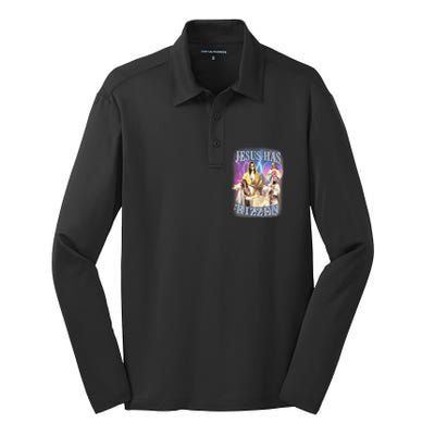 Jesus Has Rizzen Silk Touch Performance Long Sleeve Polo