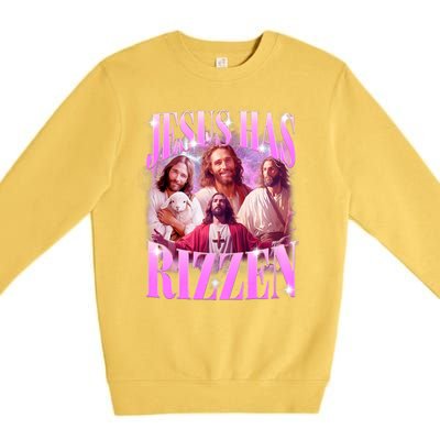 Jesus Has Rizzen Vintage Christian Jesus Playing Basketball Premium Crewneck Sweatshirt