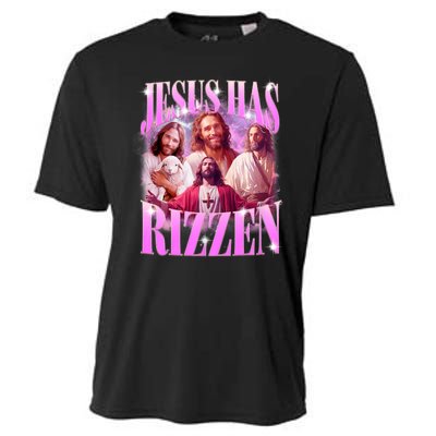 Jesus Has Rizzen Vintage Christian Jesus Playing Basketball Cooling Performance Crew T-Shirt