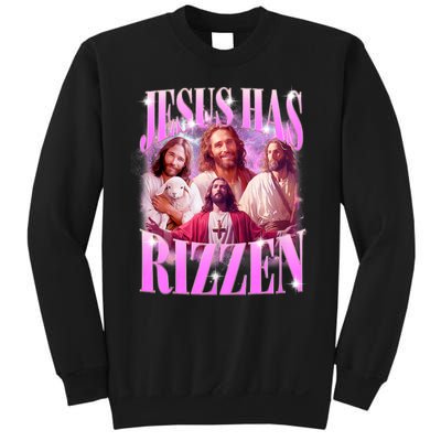 Jesus Has Rizzen Vintage Christian Jesus Playing Basketball Sweatshirt