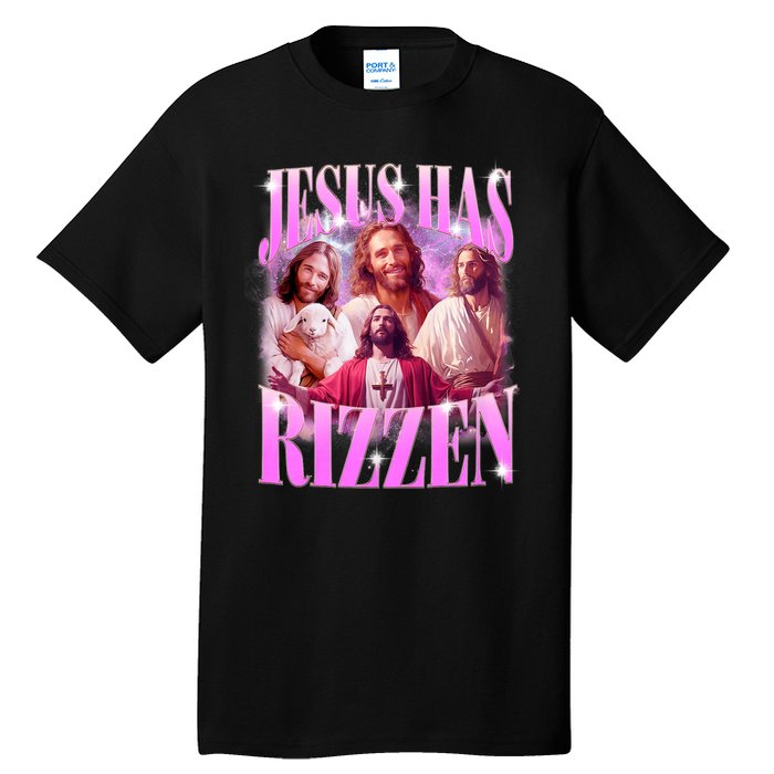 Jesus Has Rizzen Vintage Christian Jesus Playing Basketball Tall T-Shirt