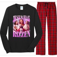 Jesus Has Rizzen Vintage Christian Jesus Playing Basketball Long Sleeve Pajama Set