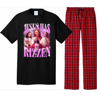 Jesus Has Rizzen Vintage Christian Jesus Playing Basketball Pajama Set