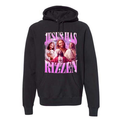 Jesus Has Rizzen Vintage Christian Jesus Playing Basketball Premium Hoodie