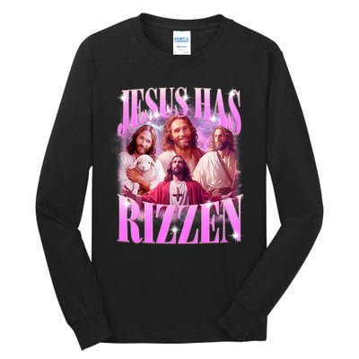 Jesus Has Rizzen Vintage Christian Jesus Playing Basketball Tall Long Sleeve T-Shirt