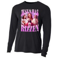 Jesus Has Rizzen Vintage Christian Jesus Playing Basketball Cooling Performance Long Sleeve Crew