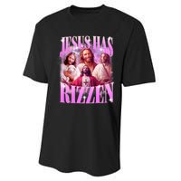 Jesus Has Rizzen Vintage Christian Jesus Playing Basketball Performance Sprint T-Shirt