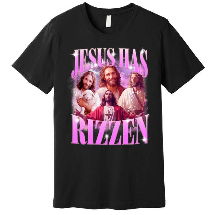 Jesus Has Rizzen Vintage Christian Jesus Playing Basketball Premium T-Shirt