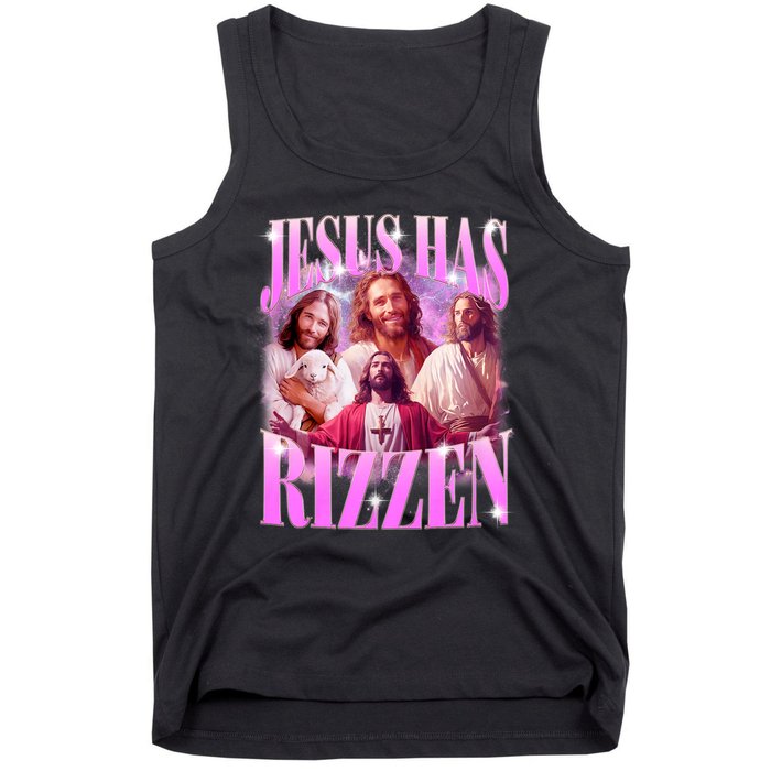 Jesus Has Rizzen Vintage Christian Jesus Playing Basketball Tank Top