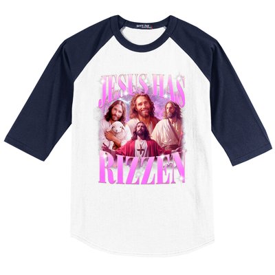 Jesus Has Rizzen Vintage Christian Jesus Playing Basketball Baseball Sleeve Shirt