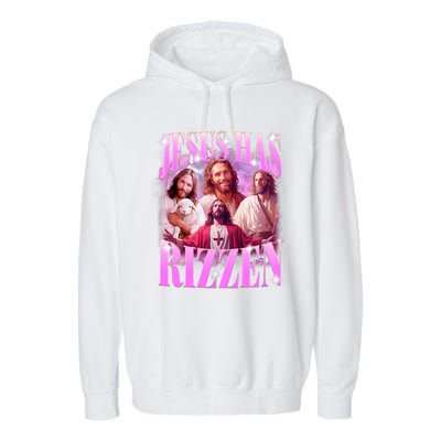 Jesus Has Rizzen Vintage Christian Jesus Playing Basketball Garment-Dyed Fleece Hoodie