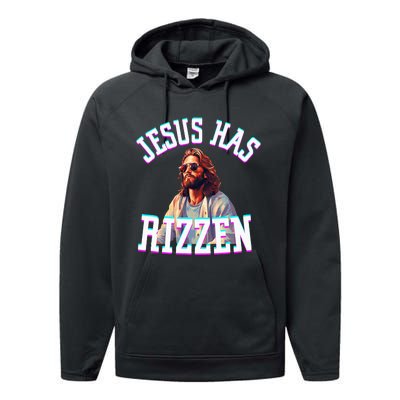 Jesus Has Rizzen Christian Novelty Jesus Christ Performance Fleece Hoodie