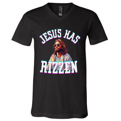 Jesus Has Rizzen Christian Novelty Jesus Christ V-Neck T-Shirt