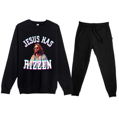 Jesus Has Rizzen Christian Novelty Jesus Christ Premium Crewneck Sweatsuit Set