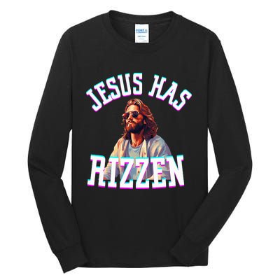 Jesus Has Rizzen Christian Novelty Jesus Christ Tall Long Sleeve T-Shirt