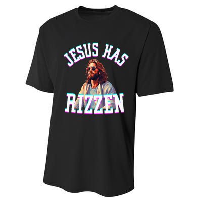 Jesus Has Rizzen Christian Novelty Jesus Christ Performance Sprint T-Shirt