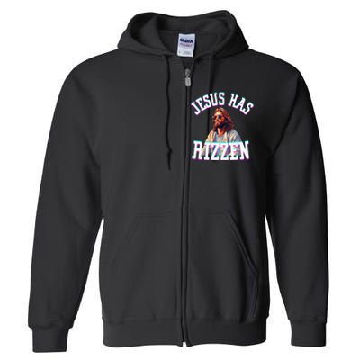 Jesus Has Rizzen Christian Novelty Jesus Christ Full Zip Hoodie