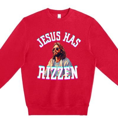 Jesus Has Rizzen Christian Novelty Jesus Christ Premium Crewneck Sweatshirt