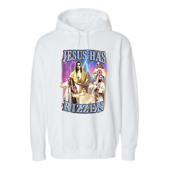 Jesus Has Rizzen Garment-Dyed Fleece Hoodie