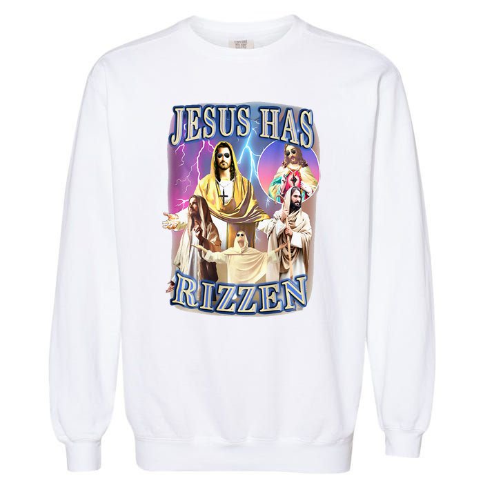 Jesus Has Rizzen Garment-Dyed Sweatshirt