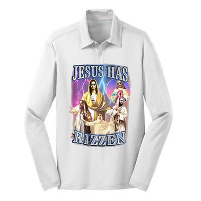 Jesus Has Rizzen Silk Touch Performance Long Sleeve Polo