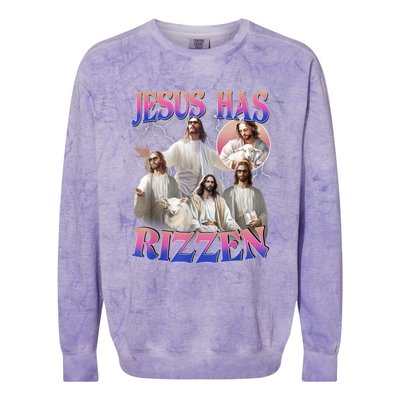 Jesus Has Rizzen He Is Risen Easter Day Christian Colorblast Crewneck Sweatshirt