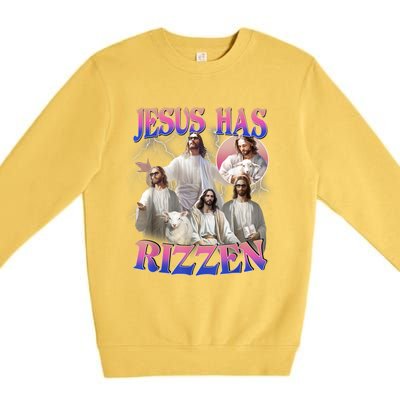 Jesus Has Rizzen He Is Risen Easter Day Christian Premium Crewneck Sweatshirt