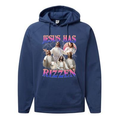 Jesus Has Rizzen He Is Risen Easter Day Christian Performance Fleece Hoodie