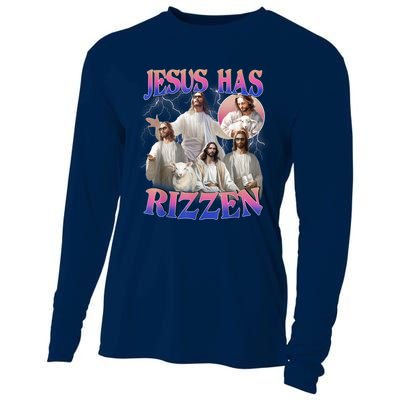 Jesus Has Rizzen He Is Risen Easter Day Christian Cooling Performance Long Sleeve Crew