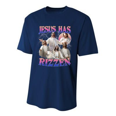 Jesus Has Rizzen He Is Risen Easter Day Christian Performance Sprint T-Shirt