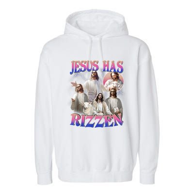 Jesus Has Rizzen He Is Risen Easter Day Christian Garment-Dyed Fleece Hoodie