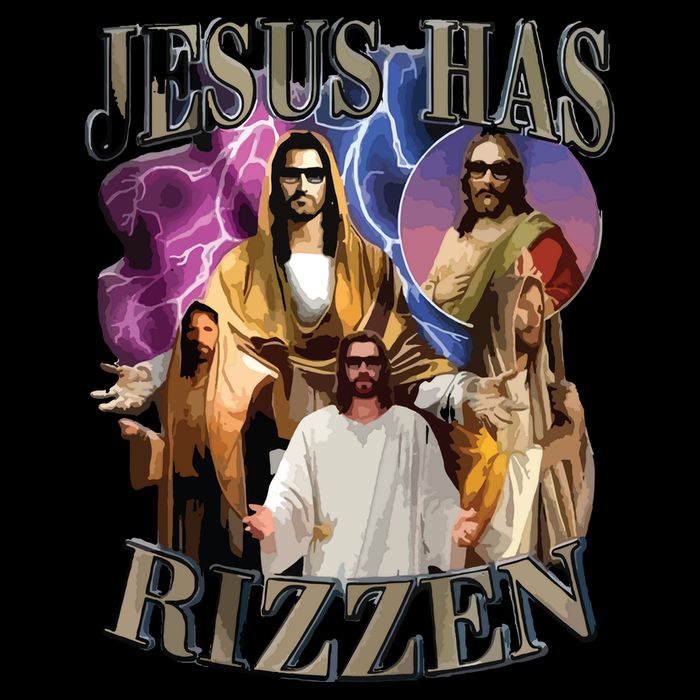 Jesus Has Rizzen He Is Rizzen Jesus Rizz Drawstring Bag