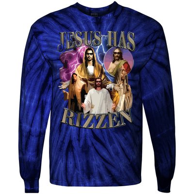 Jesus Has Rizzen He Is Rizzen Jesus Rizz Tie-Dye Long Sleeve Shirt