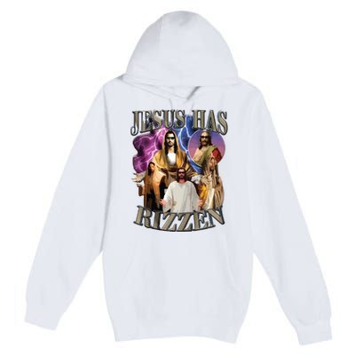 Jesus Has Rizzen He Is Rizzen Jesus Rizz Premium Pullover Hoodie