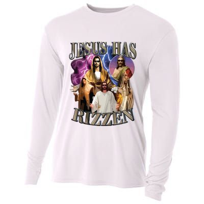 Jesus Has Rizzen He Is Rizzen Jesus Rizz Cooling Performance Long Sleeve Crew