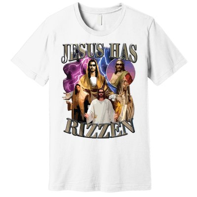 Jesus Has Rizzen He Is Rizzen Jesus Rizz Premium T-Shirt