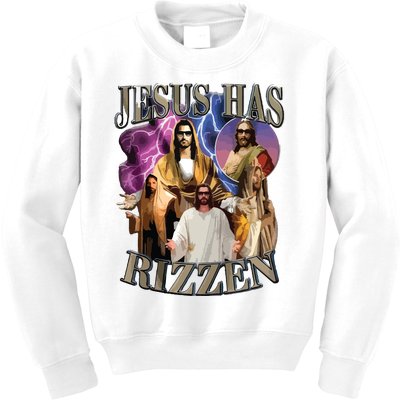 Jesus Has Rizzen He Is Rizzen Jesus Rizz Kids Sweatshirt