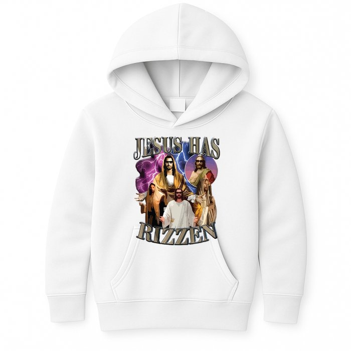 Jesus Has Rizzen He Is Rizzen Jesus Rizz Kids Hoodie