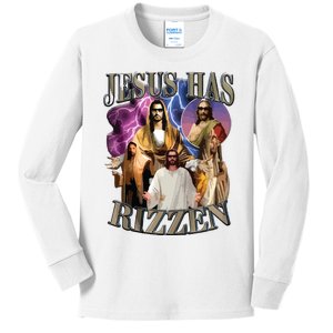 Jesus Has Rizzen He Is Rizzen Jesus Rizz Kids Long Sleeve Shirt