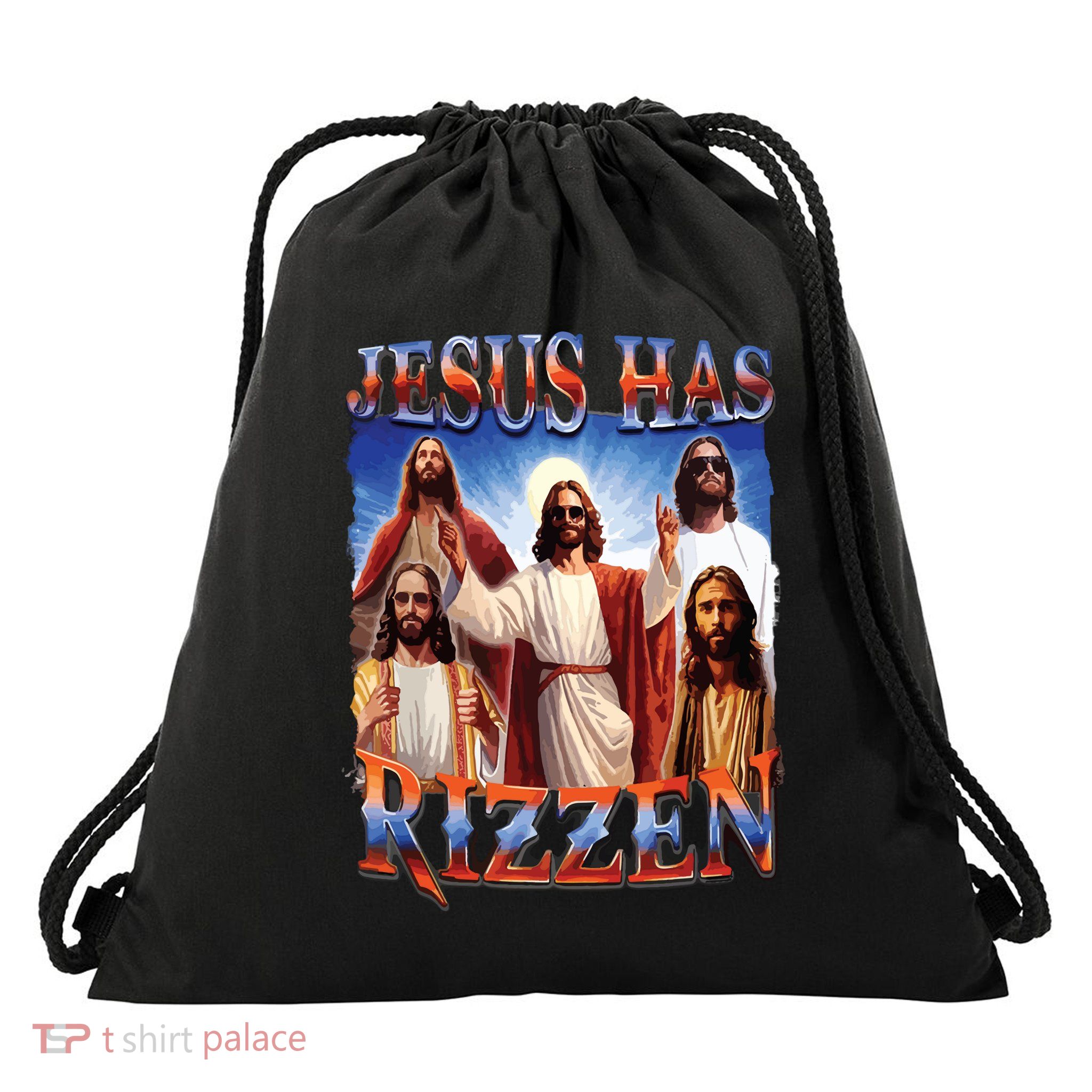 Jesus Has Rizzen He Is Rizzen Jesus Rizz Drawstring Bag