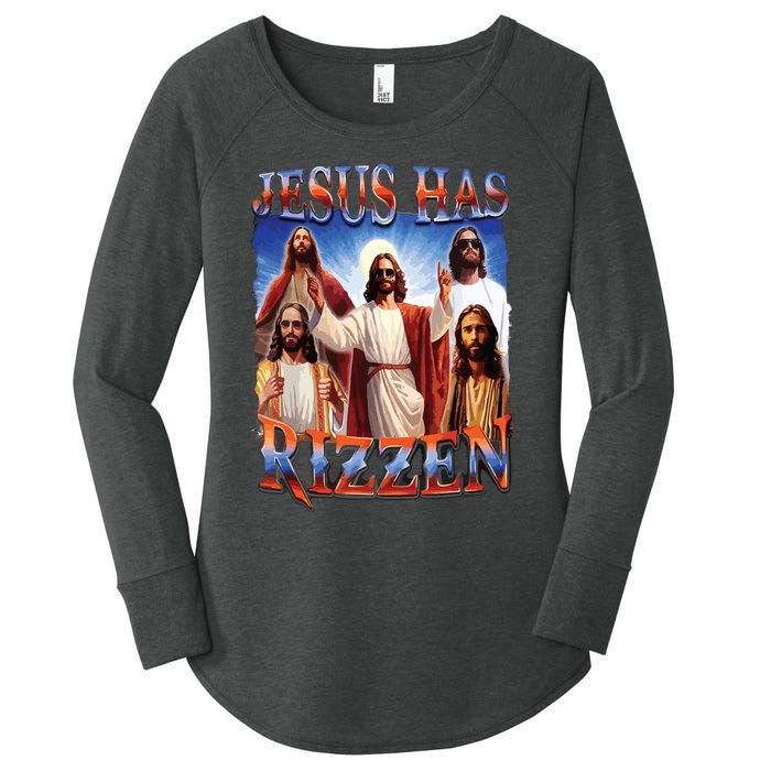 Jesus Has Rizzen He Is Rizzen Jesus Rizz Women's Perfect Tri Tunic Long Sleeve Shirt