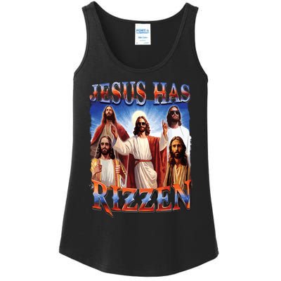 Jesus Has Rizzen He Is Rizzen Jesus Rizz Ladies Essential Tank