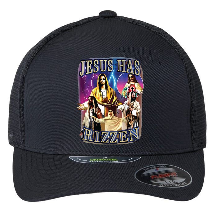 Jesus Has Rizzen He Is Rizzen Jesus Rizz Flexfit Unipanel Trucker Cap