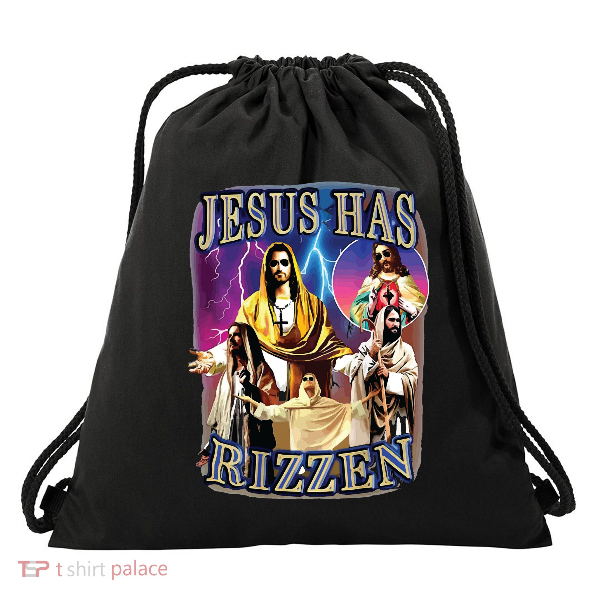 Jesus Has Rizzen He Is Rizzen Jesus Rizz Drawstring Bag