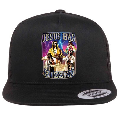 Jesus Has Rizzen He Is Rizzen Jesus Rizz Flat Bill Trucker Hat