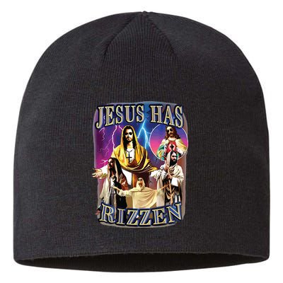 Jesus Has Rizzen He Is Rizzen Jesus Rizz Sustainable Beanie