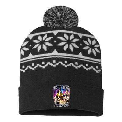 Jesus Has Rizzen He Is Rizzen Jesus Rizz USA-Made Snowflake Beanie