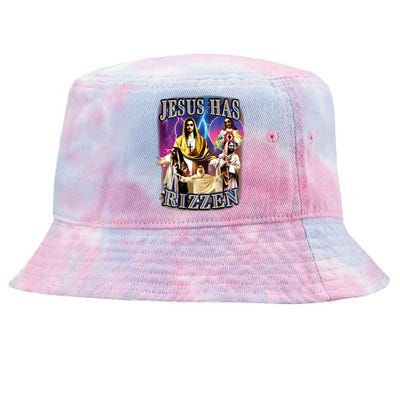 Jesus Has Rizzen He Is Rizzen Jesus Rizz Tie-Dyed Bucket Hat