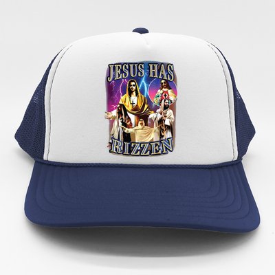 Jesus Has Rizzen He Is Rizzen Jesus Rizz Trucker Hat