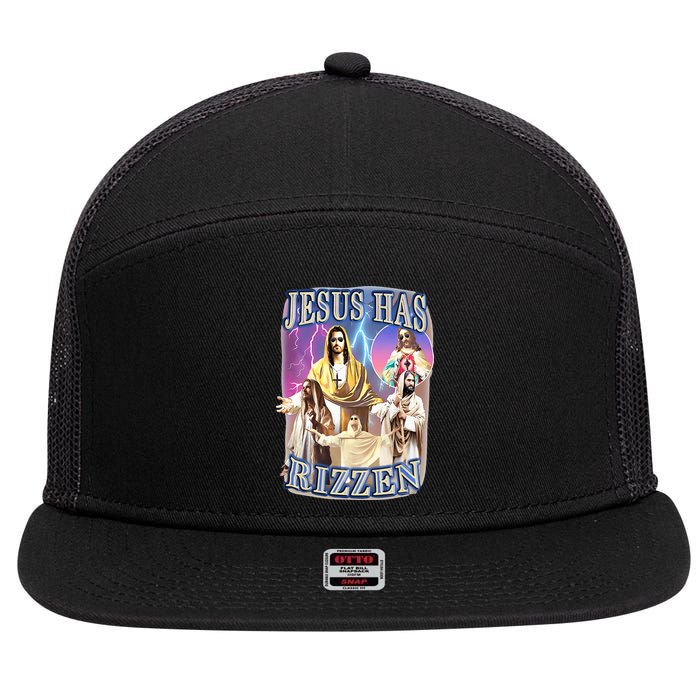 Jesus Has Rizzen 7 Panel Mesh Trucker Snapback Hat